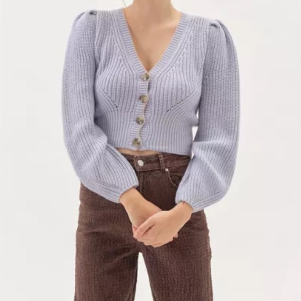 Urban Outfitters light purple puff sleeve knit cardigan